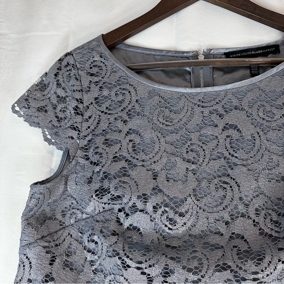 WHITE HOUSE BLACK MARKET Women’s Size 6 Top Blouse Cropped Tee Shirt Lace Lined - Picture 4 of 13